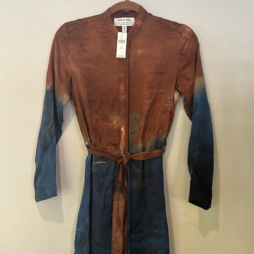 Cloth & Stone | Anthropologie | Maxi Button down Tie Dye Dress | XS
